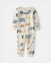 Toddler Boy Farm 100% Cotton 1-Piece Pajama - Cream