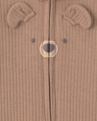 Baby Bear Cotton 2-Way Zip Sleep & Play Pajamas - Brown