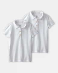 Girls 2-Pack Uniform Piqué Polo Shirts - White