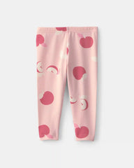 Baby Girl Apple Pull-On Stretch Leggings - Pink