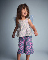 Toddler Girl Peplum Tank Top in Wildflower Print - Cream