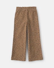 Girls Leopard Twill Pants - Brown