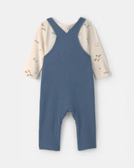 Baby Boy 2-Piece Safari Overall Set - Blue/Ivory