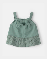 Baby Girl 2-Piece Eyelet Tank Top & Short Set - Green