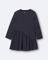Toddler Girl Ribbed Long-Sleeve Asymmetrical Dress - Navy