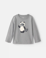 Toddler Boy Raccoon Long-Sleeve Graphic Tee - Grey