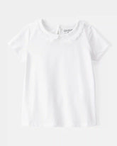 Toddler Scalloped Collar Short-Sleeve Top - White