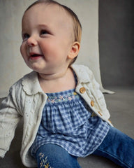 Baby Girl Fair Isle Cardigan Sweater - Cream