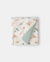 Baby Boy Dinosaur Plush Blanket - Green/Ivory