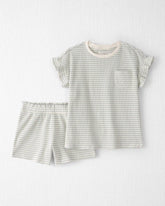 Girls 2-Piece Organic Cotton Waffle Knit Top & Short Set in Stripes