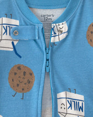 Baby Boy 1-Piece Milk & Cookies Snug Fit Pajama - Blue