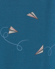 Boys Paper Airplane 100% Cotton 2-Piece Pajama Set - Navy Blue