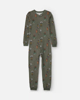 Boys 1-Piece Silly Food DreamPlush Snug Fit Pajama - Olive Green