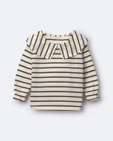 Toddler Girl Peter Pan Collar Top in Stripes - Cream/Black