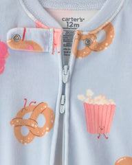 Baby Girl 1-Piece Festival Treats 2-Way Zip DreamPlush Snug Fit Footed Pajama - Blue