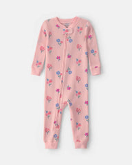 Toddler Girl 1-Piece Floral Thermal Snug Fit Pajama - Pink