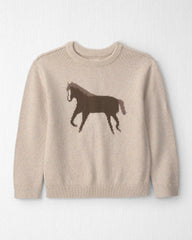 Kids Organic Cotton Horse Sweater Knit Pullover