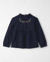 Toddler Girl Organic Cotton Embroidered Peplum Top