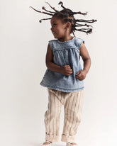 Toddler Girl Sleeveless Denim Top in Avenue Wash - Blue