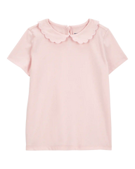 Toddler Scalloped Collar Short-Sleeve Top - Pink