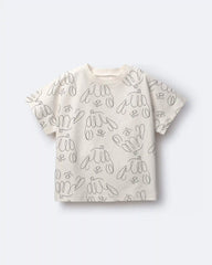 Toddler Dolman Tee in Dog Print - Cream