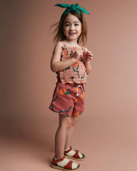 Toddler Girl A-Line Shorts in Clementine Grove Print - Rose