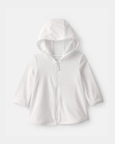 Baby Girl Terry Long-Sleeve Cover Up - White