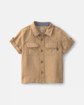 Baby Boy Linen Short-Sleeve Button-Down Shirt - Khaki