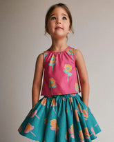 Toddler Girl Reversible Cross-Back Top in Floral Print - Hot Pink