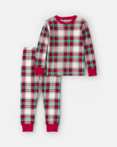 Baby 2-Piece Christmas Plaid 100% Cotton Snug Fit Pajama Set - Red/Green