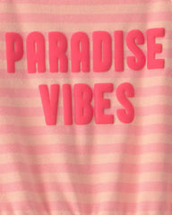 Girls 'Paradise Vibes' French Terry Romper - Coral