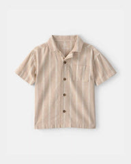 Toddler Boy 2-Piece Striped Button-Down Shirt & Pant Set - Brown