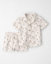 Toddler Boy 2-Piece Organic Cotton Gauze Top & Short Set in Palm Trees