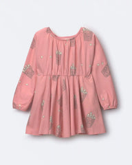 Toddler Girl Avenue Twirl™ Ruffle Dress in Popcorn Print - Light Pink
