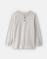 Boys Long-Sleeve Henley T-Shirt - Grey