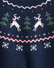Kids Organic Cotton Fair Isle Sweater Knit Pullover
