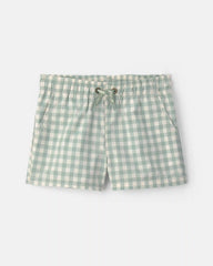 Baby Boy Gingham Poplin Shorts - Green