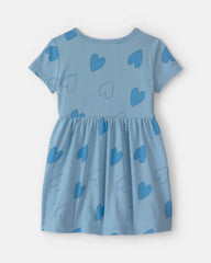 Toddler Girl Heart Short-Sleeve Dress - Blue