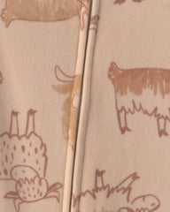 Baby Boy 1-Piece Cow 2-Way Zip DreamPlush Snug Fit Footed Pajama - Brown