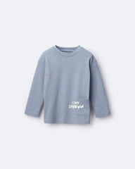 Toddler 'Tiny Shadow' Long-Sleeve Pocket Graphic Tee - Blue