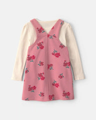 Baby Girl Floral French Terry Long-Sleeve Dress Set - Pink/Cream