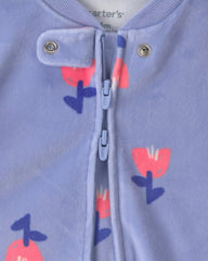Baby Girl Tulip 2-Way Zip DreamPlush Sleep & Play Pajamas - Blue