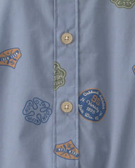 Baby Boy Patchwork Poplin Short-Sleeve Button-Down Bodysuit - Blue
