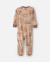 Baby Boy 1-Piece Cow 2-Way Zip DreamPlush Snug Fit Footed Pajama - Brown