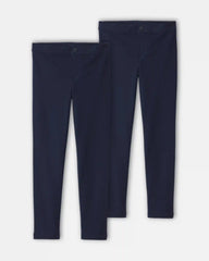 Girls 2-Pack Uniform Ponte Skinny Pants - Navy