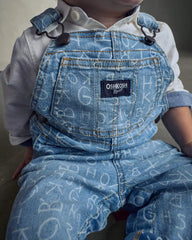 Baby Alphabet Overalls - Light Wash