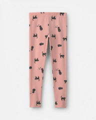 Girls Cat Halloween Pull-On Stretch Leggings - Pink