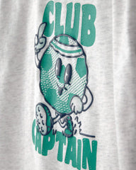 Toddler Boy 2-Piece 'Club Captain' Graphic Tee & French Terry Shorts Set - Grey/Green