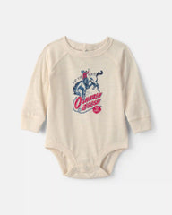 Baby Boy Cowboy Long-Sleeve Graphic Bodysuit - Cream
