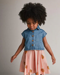 Toddler Girl Sleeveless Button-Down Top in Chambray